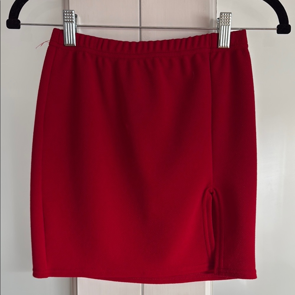 PrettyLittleThing Red Mini Pencil Skirt with Slit
